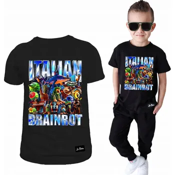 Chlapecké oblečení Dětské tričko Černé pro kluka Italian Brain Rot Velikost 158