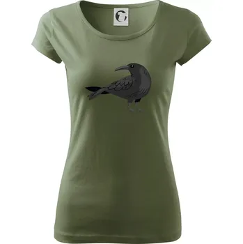 Dámské tričko Vrána kreslená (studio-arte.cz) - Dámské triko Pure - XS ( Khaki )