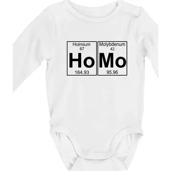 Kojenecký body Homo - periodická tabulka - Body kojenecké s dlouhým rukávem - Dlouhý r. do 3 měs ( Bílá )