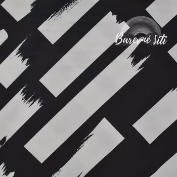 Galanterie Hedvábí Dubaj, Bílé obdelníky na černé (E) (Hedvábná lehká vzdušná šatovka)