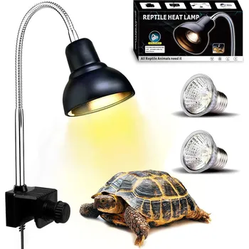 Osvětlení do terária Tepelná lampa PewinGo Tortoise, bodová lampa pro plazy želvy se 2 UVA UVB bodovými žárovkami