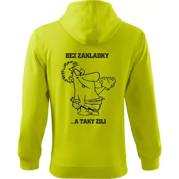 Pánská mikina Školní triko - Bez základky - Mikina s kapucí na zip trendy zipper - XL ( Limetková )