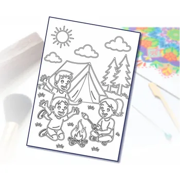 Radost v písku Šablona na pískování děti stanují Varianta: A4 (210 x 297 mm)