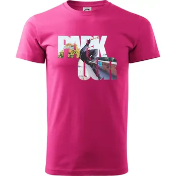 Parkour nápis ve městě - Klasické pánské triko vyšší gramáže - XS ( Purpurová )