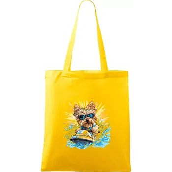 Yorkšírský teriér na vodním skútru - Taška bavlněná - 42 x 38 cm ( Žlutá )