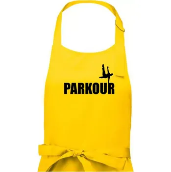 Kuchyňská zástěra Parkour - na jedné ruce - Dámská zástěra na vaření - Univerzální velikost ( Žlutá )