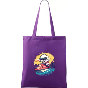 Lhasa Apso na vodním skútru - Taška bavlněná - 42 x 38 cm ( Fialová )