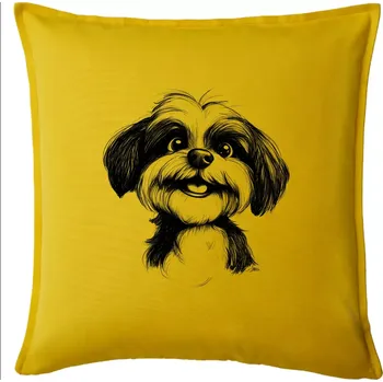Polštář Lhasa Apso karikatura hlava - Polštář 50x50 - 50x50 - Pouze potah ( Žlutá )