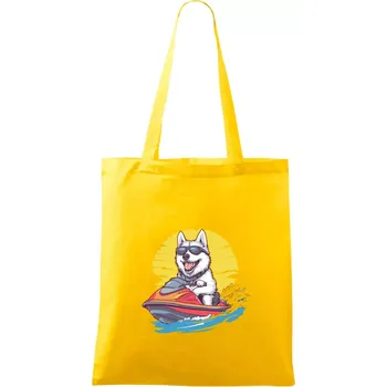 Husky na vodním skútru - Taška bavlněná - 42 x 38 cm ( Žlutá )