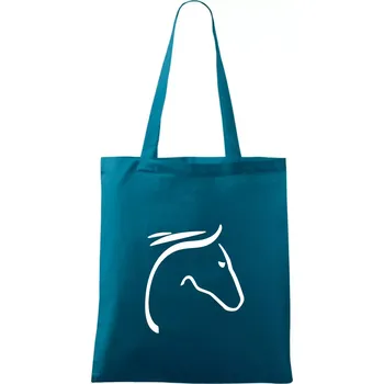 Nákupní taška Kůň - hlava silueta - Taška bavlněná - 42 x 38 cm ( Petrolejová )