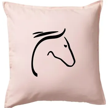 Polštář Kůň - hlava silueta - Polštář 50x50 - 50x50 - Pouze potah ( Světle růžová )