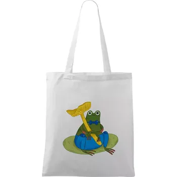 Žába s houbou (studio-arte.cz) - Taška bavlněná - 42 x 38 cm ( Bílá )