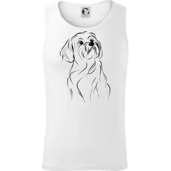Lhasa Apso černý nákres slabé linky - Tílko pánské Core - 2XL ( Bílá )