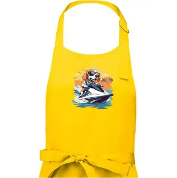 Kuchyňská zástěra Bígl na vodním skútru - Dámská zástěra na vaření - Univerzální velikost ( Žlutá )