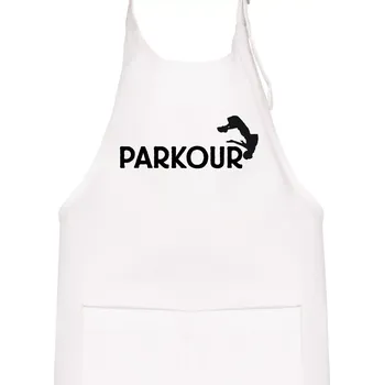 Kuchyňská zástěra Parkour - salto - Dětská zástěra na vaření - Univerzální velikost ( Bílá )