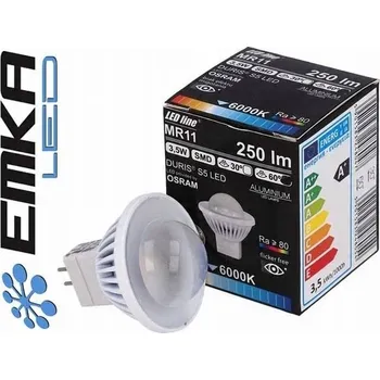 Žárovka LED žárovka MR11 G4 12V DC 3,5W 250lm 30° SMD 6000K Studená bílá