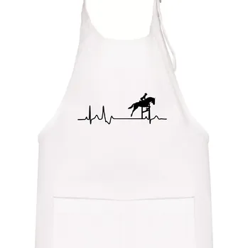 Kuchyňská zástěra EKG kůň přeskok - Dětská zástěra na vaření - Univerzální velikost ( Bílá )