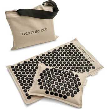 Masáž Akumata Eco ekologická akupresurní podložka s polštářem - přírodní len-černá černá