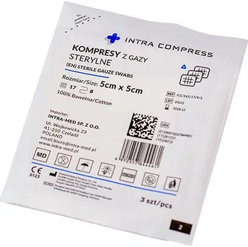 Masážní přípravek Intra Compress sterilní plynové obklady 5x5 cm - sada 10 ks.