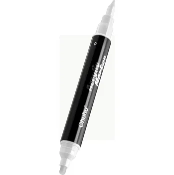 Akrylová fixa OHUHU oboustranná Fine & Round, bílá