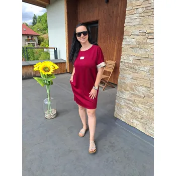 Dámské šaty Máslové šaty EMKO bordo Velikost: S - XXL