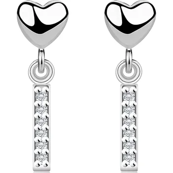 Náušnice Náušnice ze 14K zlata s motivem srdce a diamantovou linkou