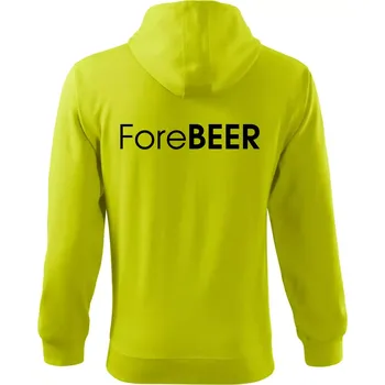 Pánská mikina Pivní nápisy ForeBEER - Mikina s kapucí na zip trendy zipper - L ( Limetková )