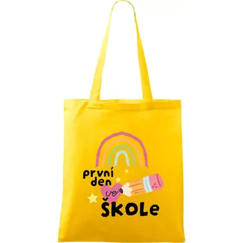 První den ve škole - Taška bavlněná - 42 x 38 cm ( Žlutá )