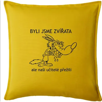 Polštář Školní triko - Zvířata - Polštář 50x50 - 50x50 - Pouze potah ( Žlutá )