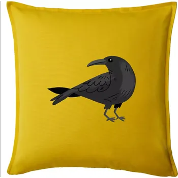 Polštář Vrána kreslená (studio-arte.cz) - Polštář 50x50 - 50x50 - Pouze potah ( Žlutá )