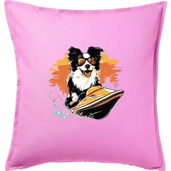 Polštář Border Kolie na vodním skútru - Polštář 50x50 - 50x50 - Pouze potah ( Růžová )