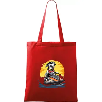 Nákupní taška Chrt na vodním skútru - Taška bavlněná - 42 x 38 cm ( Červená )