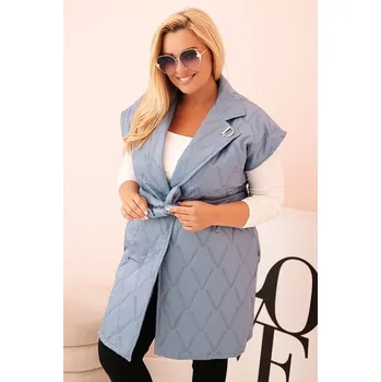 Dámská vesta Kesi Włoski Dámská vesta Plus Size prošívaná s páskem a límcem džínová barva Kesi Włoski černá | bílá | světle modrá 3377668