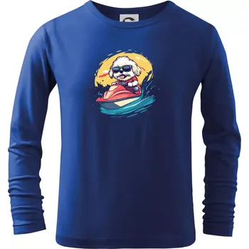 Chlapecké tričko Lhasa Apso na vodním skútru - Triko dětské Long Sleeve - 122 cm/6 let ( Královská modrá )
