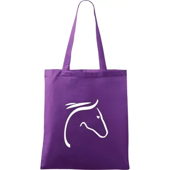 Kůň - hlava silueta - Taška bavlněná - 42 x 38 cm ( Fialová )
