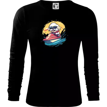Pánské oblečení Lhasa Apso na vodním skútru - Triko s dlouhým rukávem FIT-T long sleeve - M ( Černá )