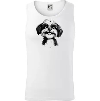 Lhasa Apso karikatura hlava - Tílko pánské Core - XL ( Bílá )
