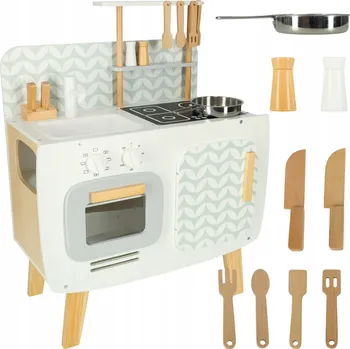 Dětská kuchyňka Dětská dřevěná kuchyňka MDF LULILO RETRO s příslušenstvím, 73 cm