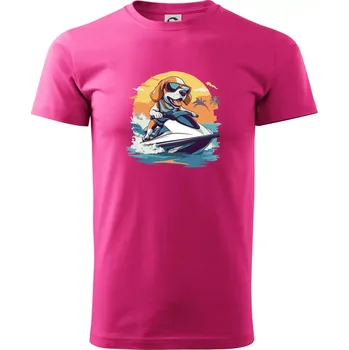 Bígl na vodním skútru - Klasické pánské triko vyšší gramáže - XS ( Purpurová )