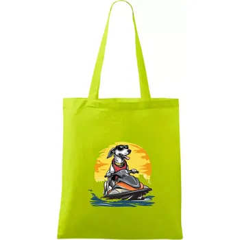 Nákupní taška Chrt na vodním skútru - Taška bavlněná - 42 x 38 cm ( Limetková )