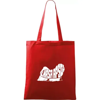 Nákupní taška Lhasa Apso nápis v těle - Taška bavlněná - 42 x 38 cm ( Červená )