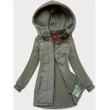 Dámská mikina Šedozelená rozepínací dámská mikina z různých spojených materiálů LHD (AMG-165) odstíny zelené M (38)