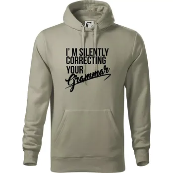 Pánská mikina Correcting grammar - Mikina pánská Cape s kapucí - M ( Light khaki )