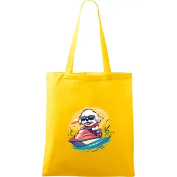 Lhasa Apso na vodním skútru - Taška bavlněná - 42 x 38 cm ( Žlutá )