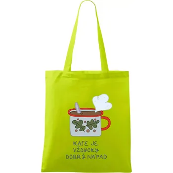 Kafe je vždycky dobrý nápad (studio-arte.cz) - Taška bavlněná - 42 x 38 cm ( Limetková )
