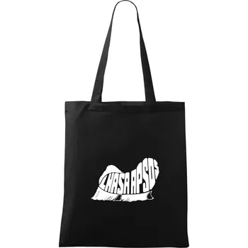 Nákupní taška Lhasa Apso nápis v těle - Taška bavlněná - 42 x 38 cm ( Černá )