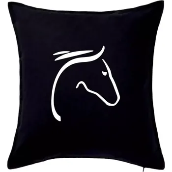 Polštář Kůň - hlava silueta - Polštář 50x50 - 50x50 - Včetně výplně ( Černá )