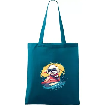 Lhasa Apso na vodním skútru - Taška bavlněná - 42 x 38 cm ( Petrolejová )