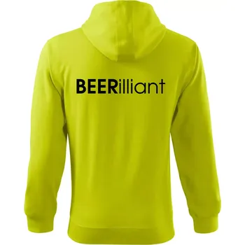 Pánská mikina Pivní nápisy BEERrilliant - Mikina s kapucí na zip trendy zipper - XL ( Limetková )