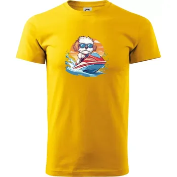 Bišonek na vodním skútru - Triko extra velké (5-8XL) - 8XL ( Žlutá )